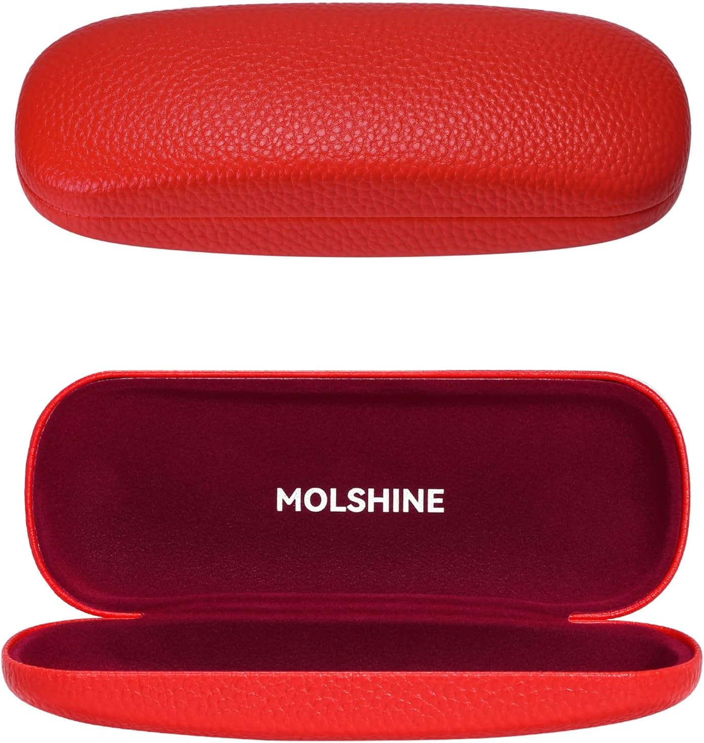 Hard Shell PU Leather Glasses Case,Travel Portable Eyeglasses Case for Men Women Girl Travel Study Work