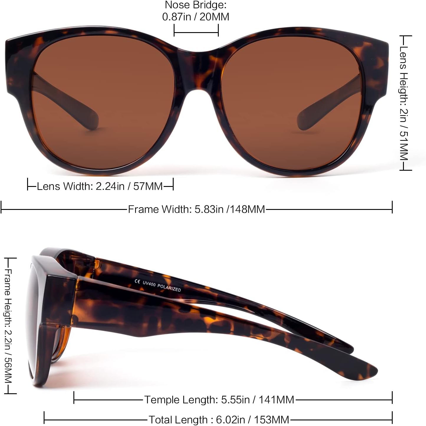 Polarized Sunglasses Fit over Glasses for Women Oversized Sunglasses to Go over Glasses UV Protection Lightweight