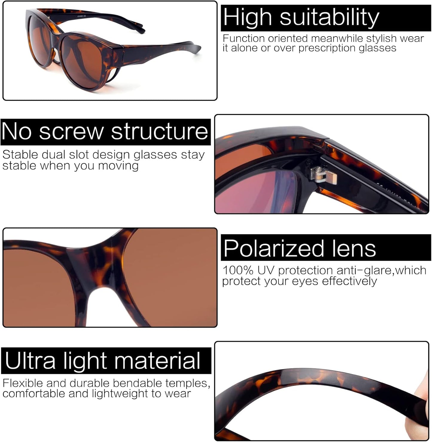 Polarized Sunglasses Fit over Glasses for Women Oversized Sunglasses to Go over Glasses UV Protection Lightweight